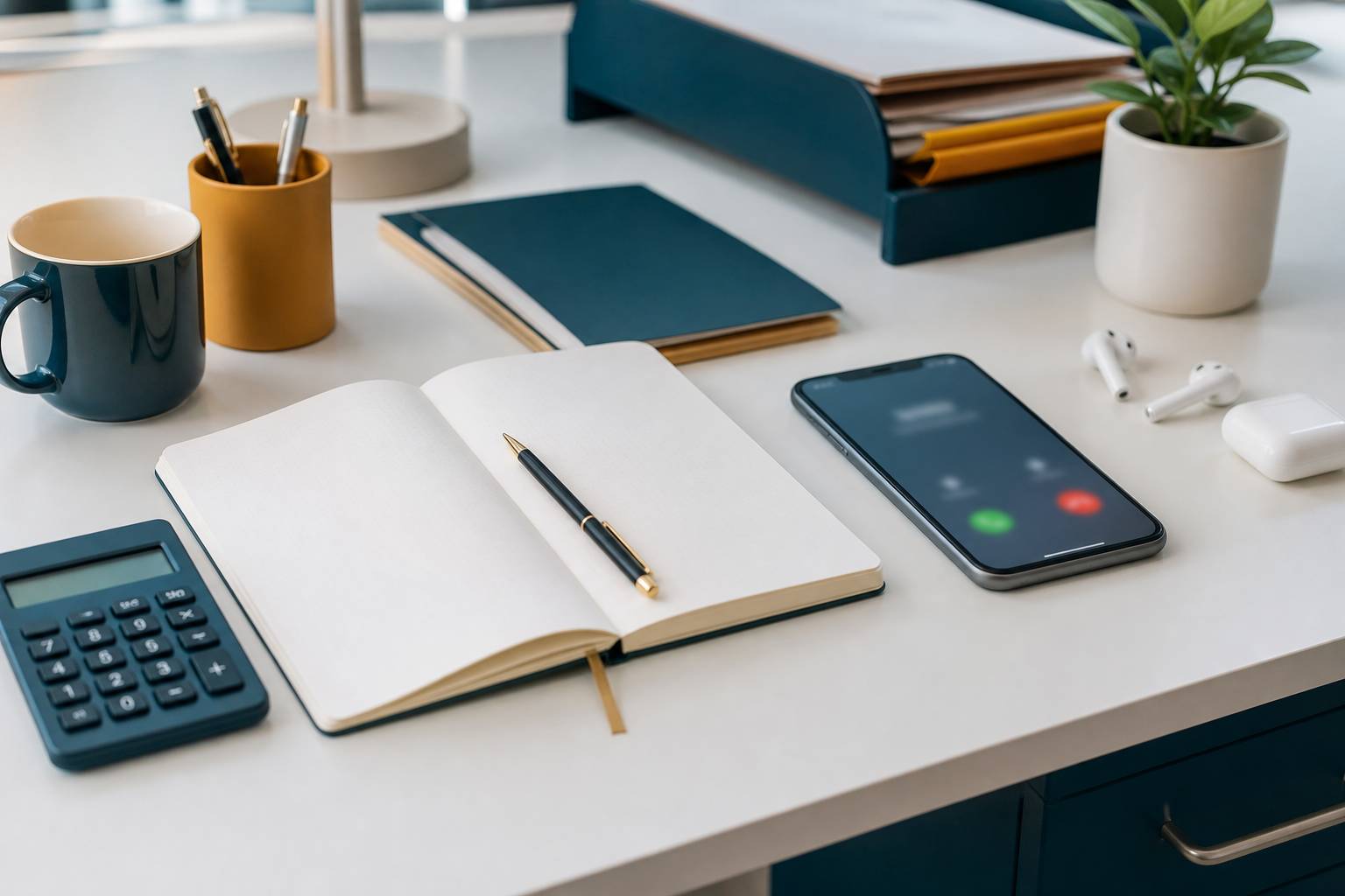 Smartphone avec appel entrant flouté et carnet de signalements