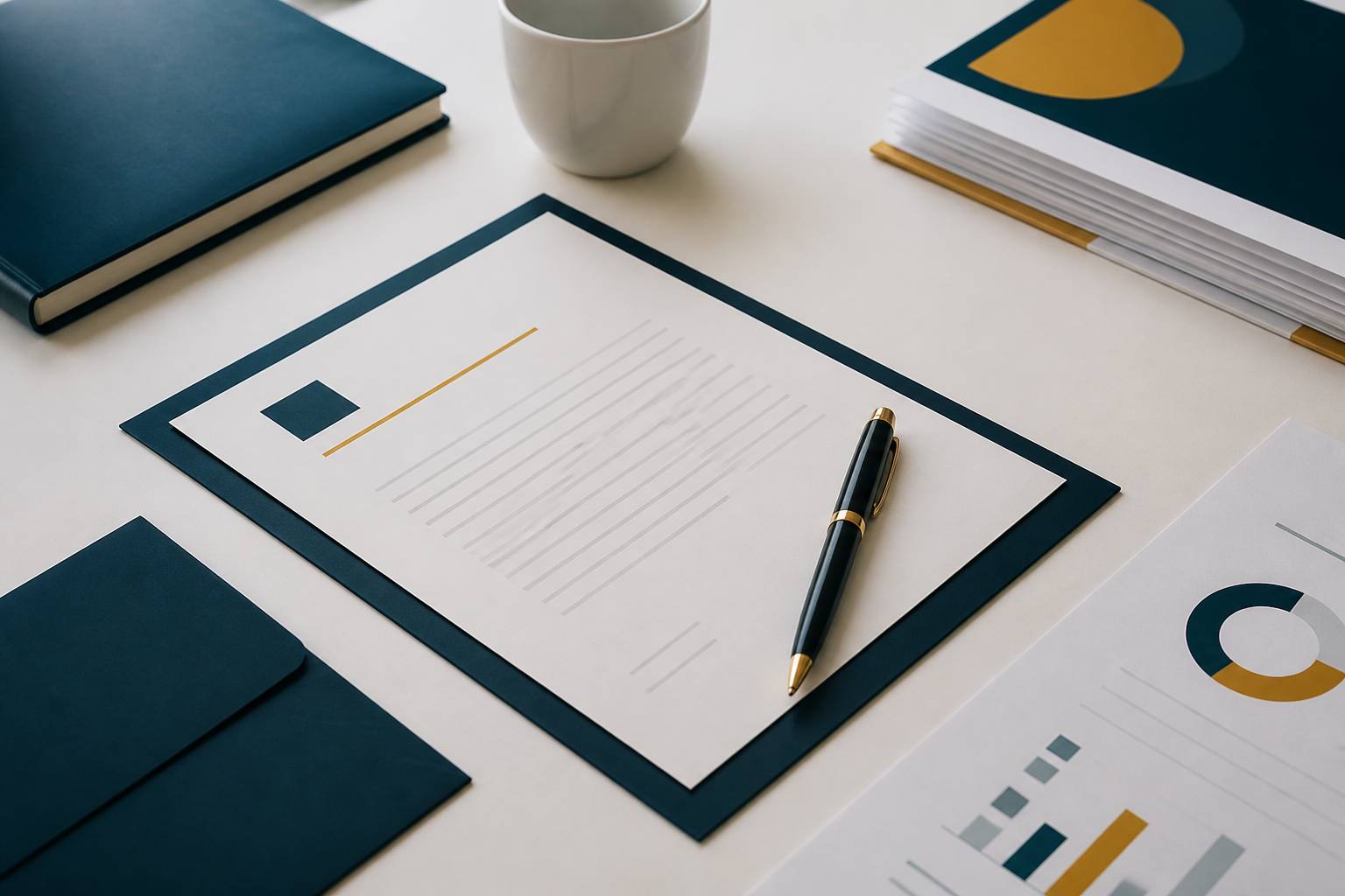 Contrat d'assurance avec stylo et documents financiers sur un bureau
