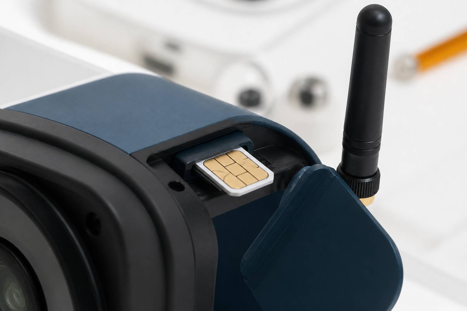 Carte SIM insérée dans un boîtier de caméra de surveillance
