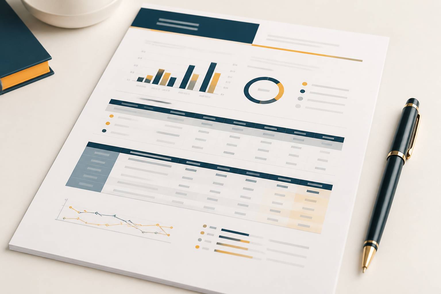 Document de tarification energetique avec tableau et stylo sur bureau clair