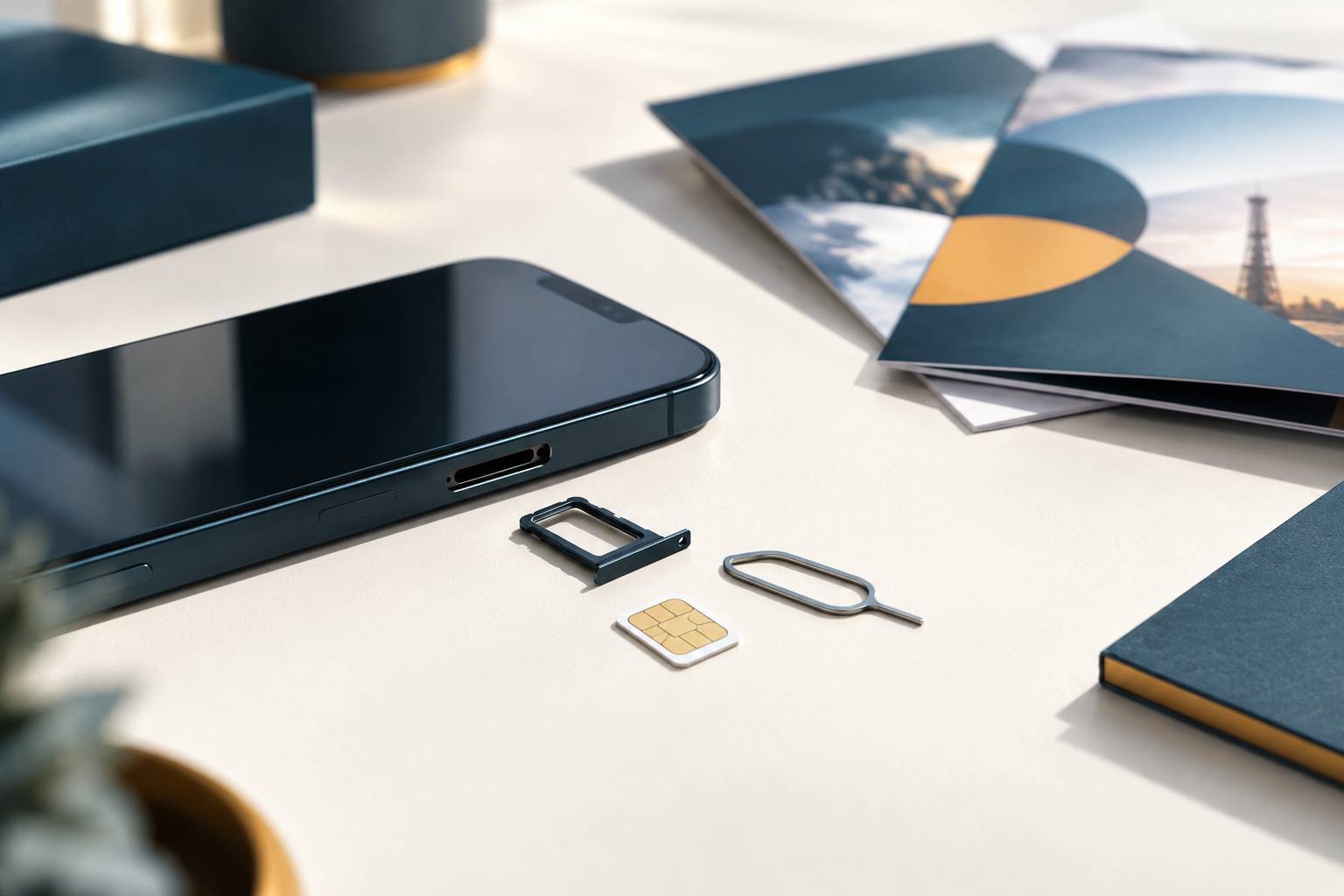 Détail d'une carte SIM et de son encoche dans un smartphone