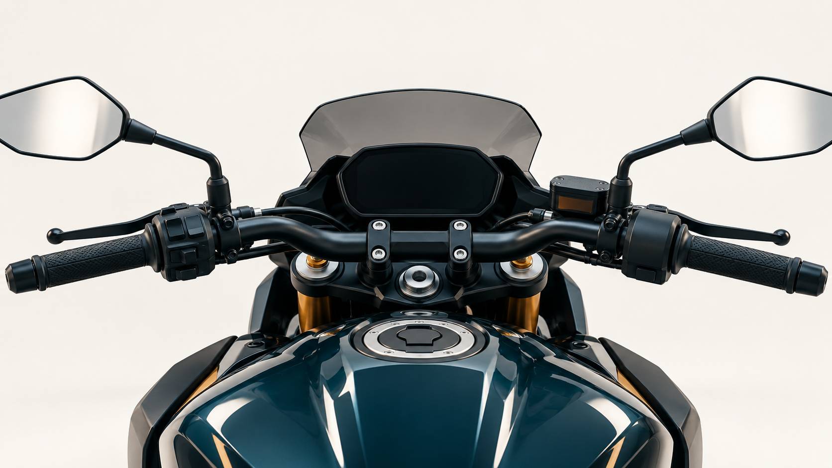 Guidon et retroviseur d'une moto routiere generique