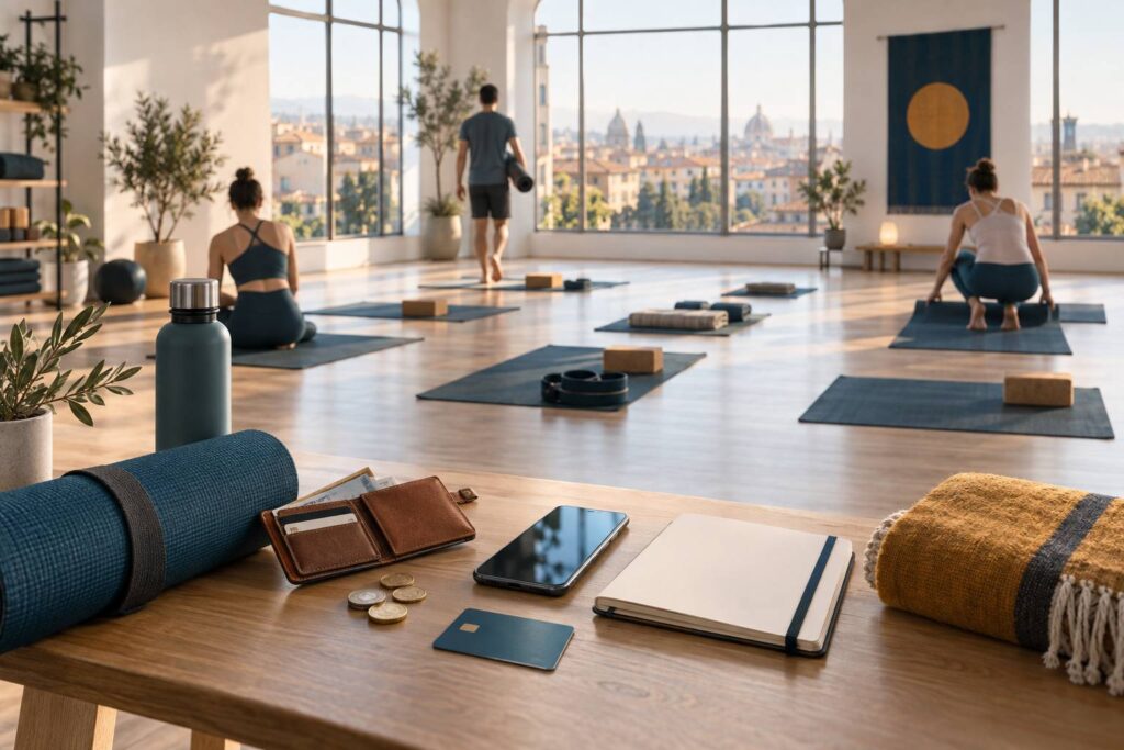 Illustration éditoriale du sujet : Quanto costa praticare yoga: corsi, attrezzatura e alternative
